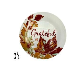 NWT Set of 5 Royal Norfolk Fall Leaves “Grateful” 7.5” Bread / Dessert Plates